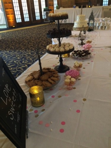 Mini Desserts and Wedding Cake by The Cottage Bakery. Macaroons by Deluxe Bakery