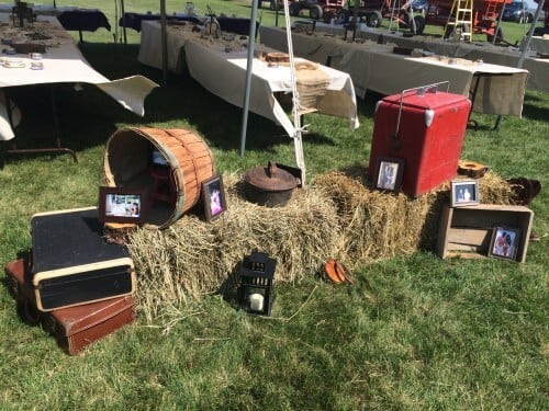 Hay bales & wedding decor outside the dinner tent. 