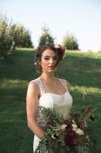 Bride & her bouquet modern boho wedding