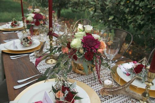 Wedding Tablescape Boho Orchard