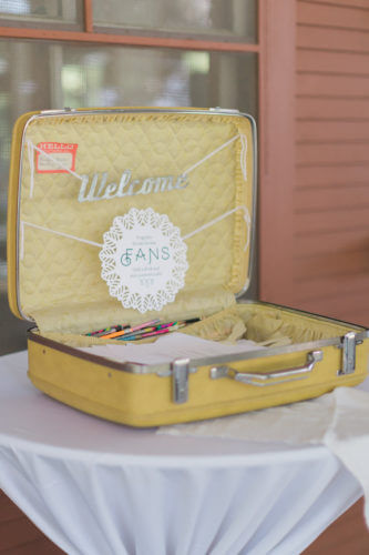 gina & justin wedding programs suitcase