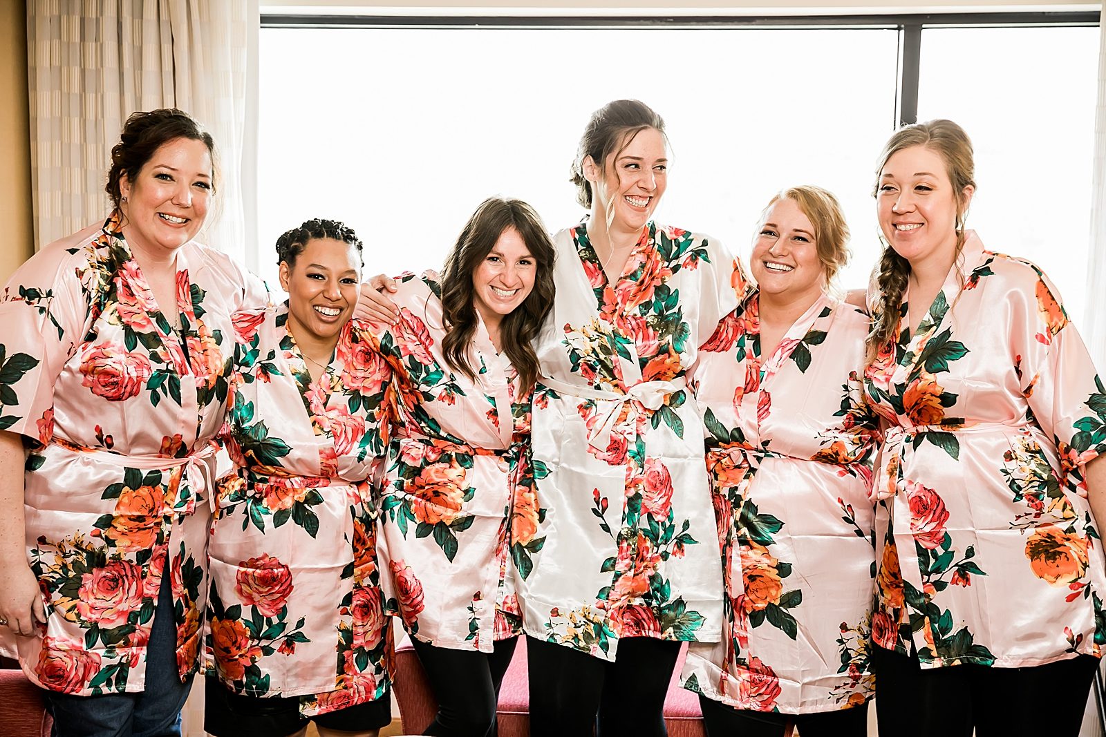 bridal party matching floral silk robes
