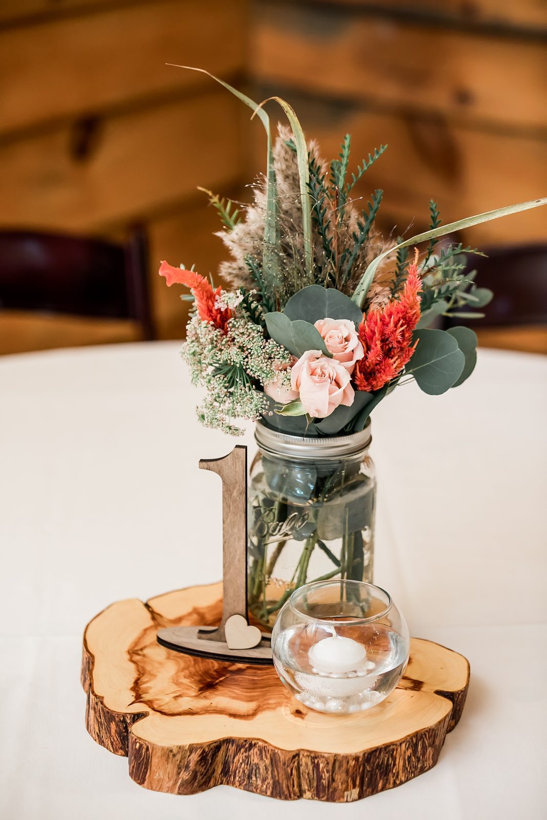 rustic wedding reception table centerpiece ideas