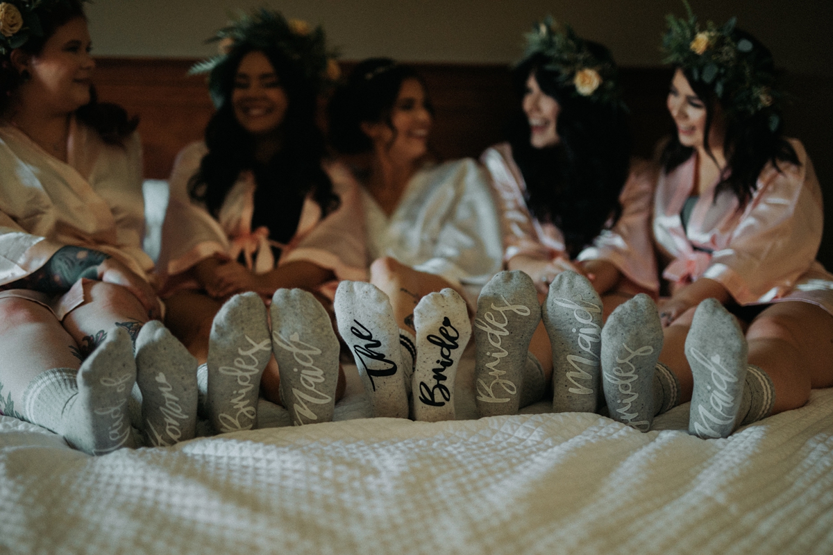 bride and bridesmaids custom sock ideas