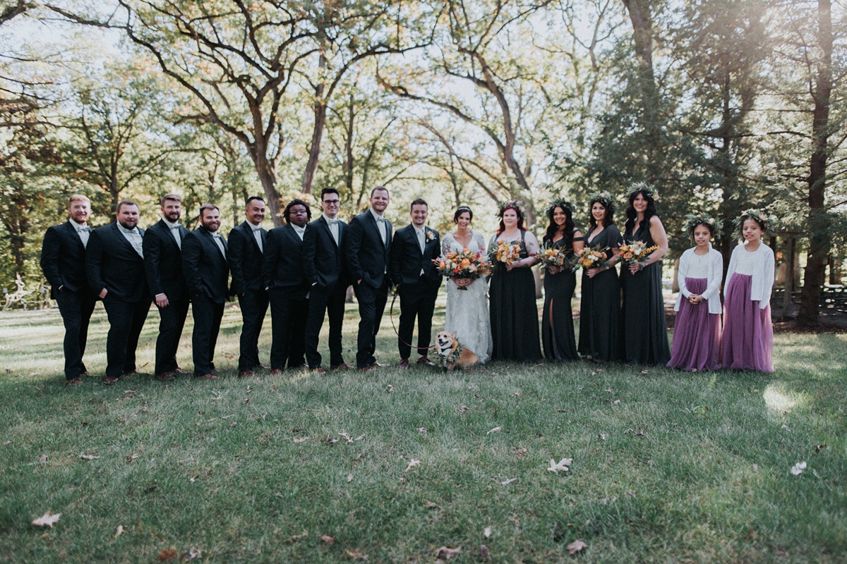 bridal party in park