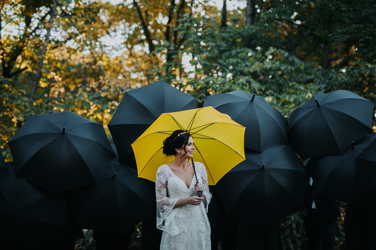 How I meet your mother inspired yellow umbrella bride portrait