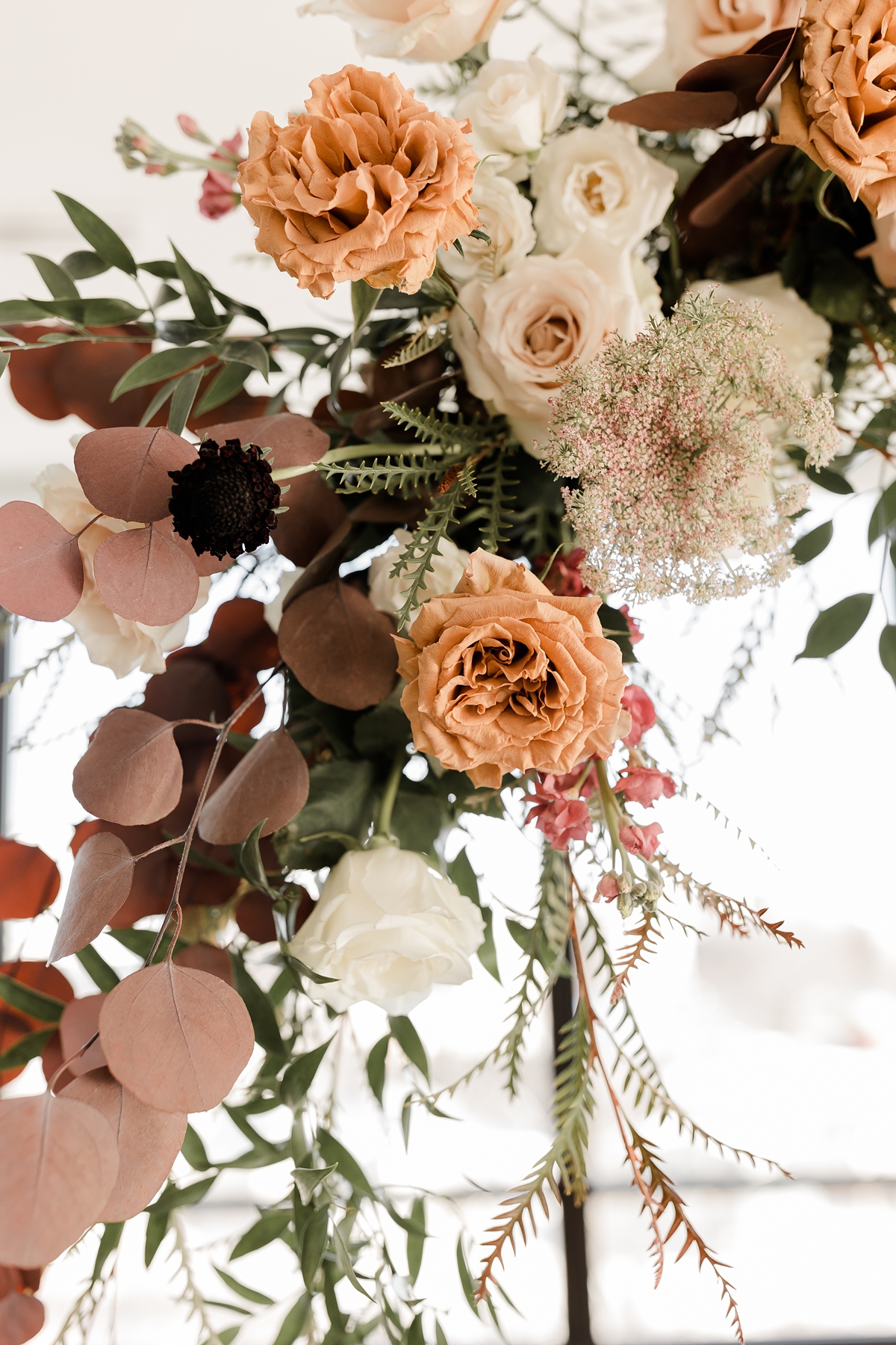 coral white dusty rose wedding flowers