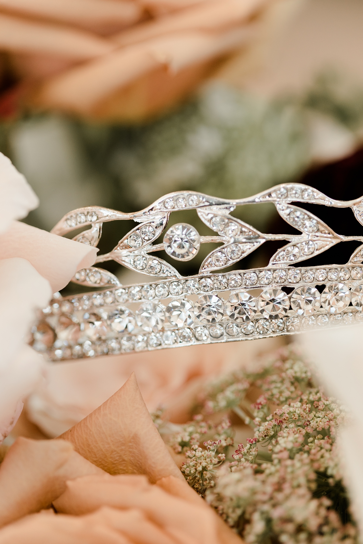 bridal diamond tiara closeup