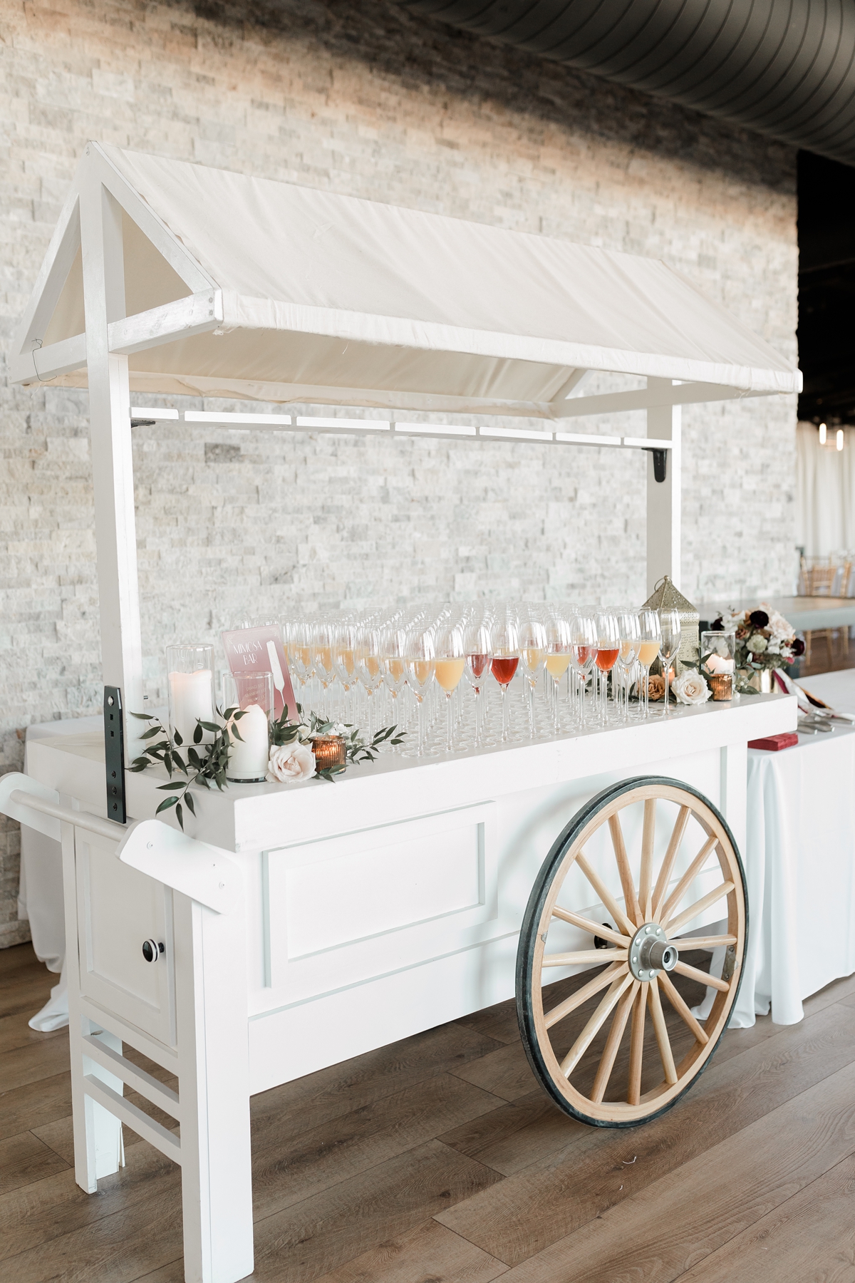 mimosa bar cart wedding