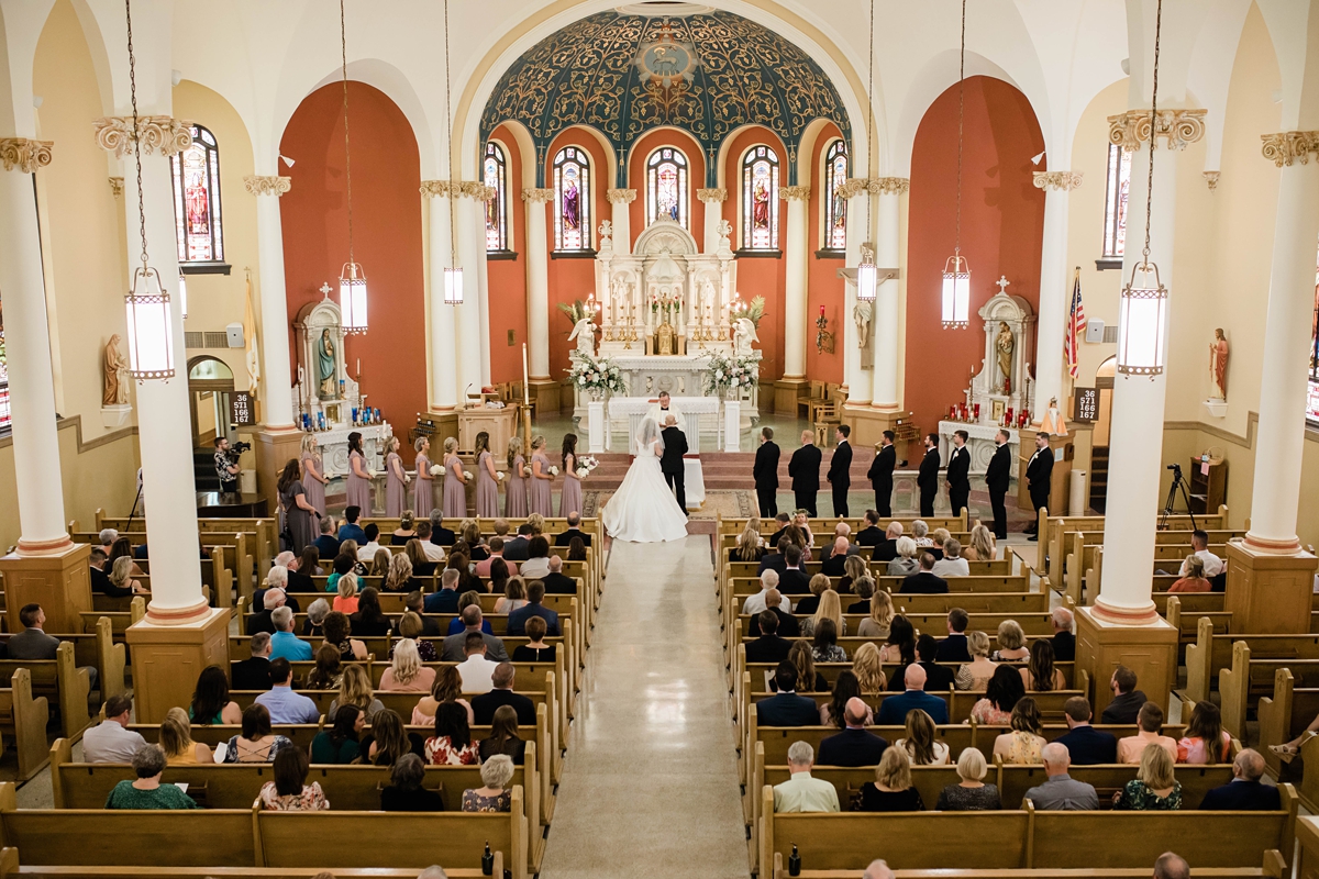 Wedding ceremony in Saint Anthony's Catholic Church in Atkinson, Illinois