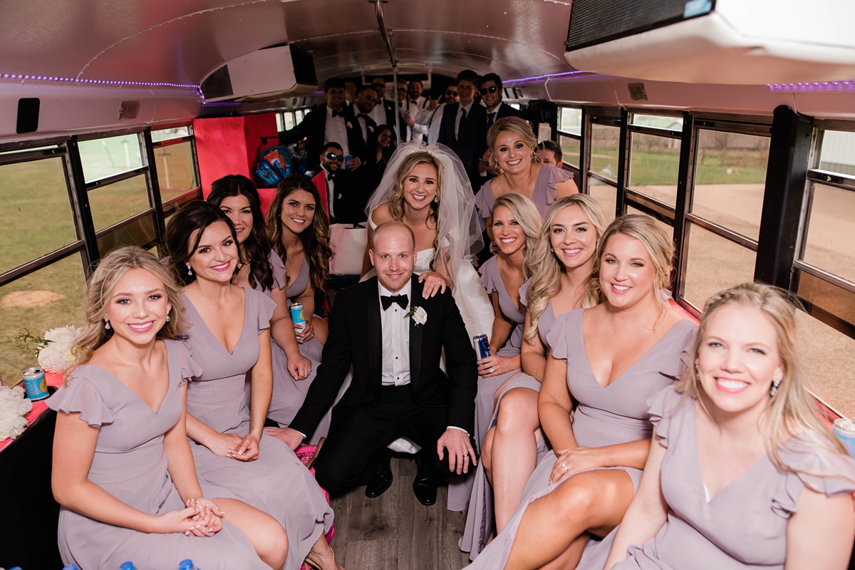 Wedding party on bus.
