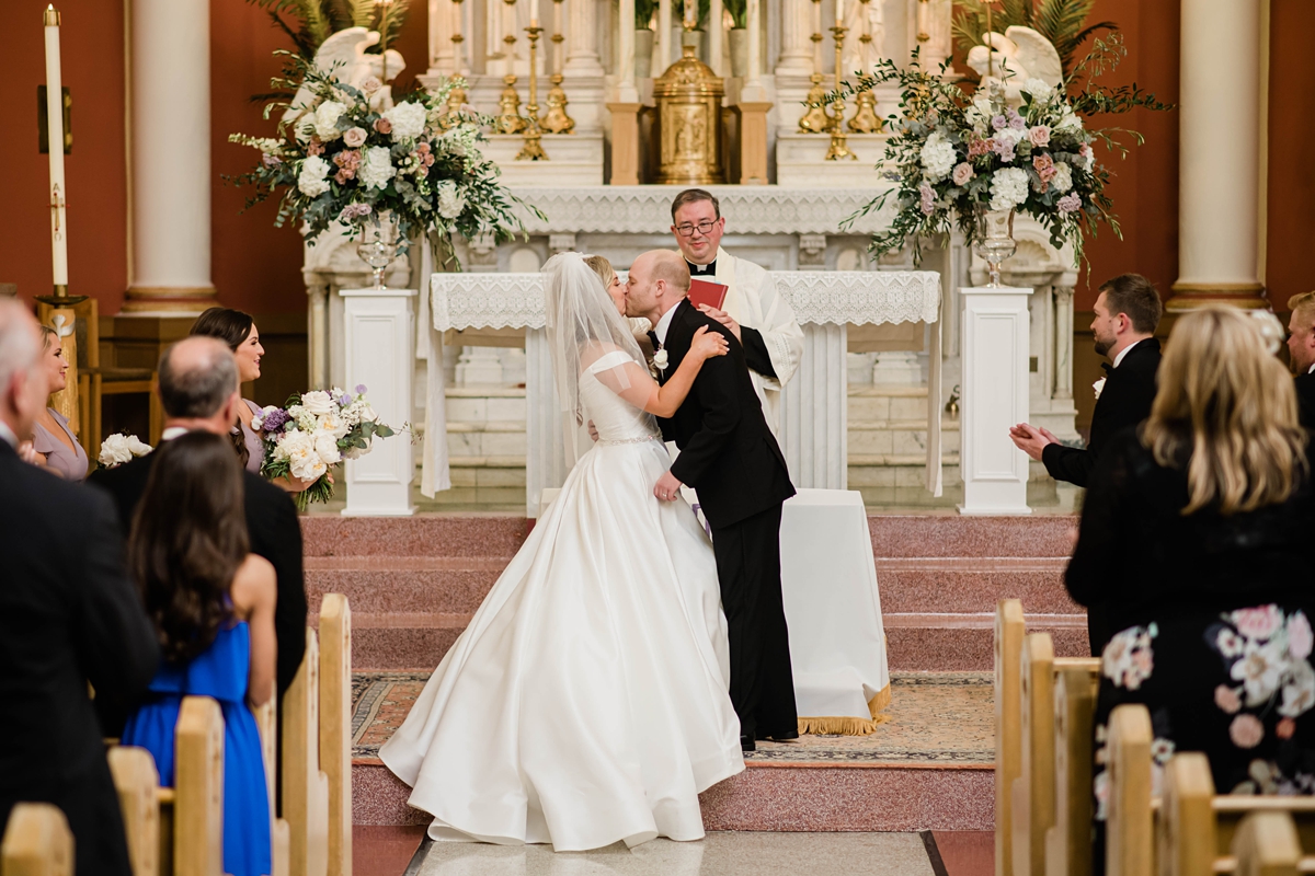 Wedding ceremony in Saint Anthony's Catholic Church in Atkinson, Illinois