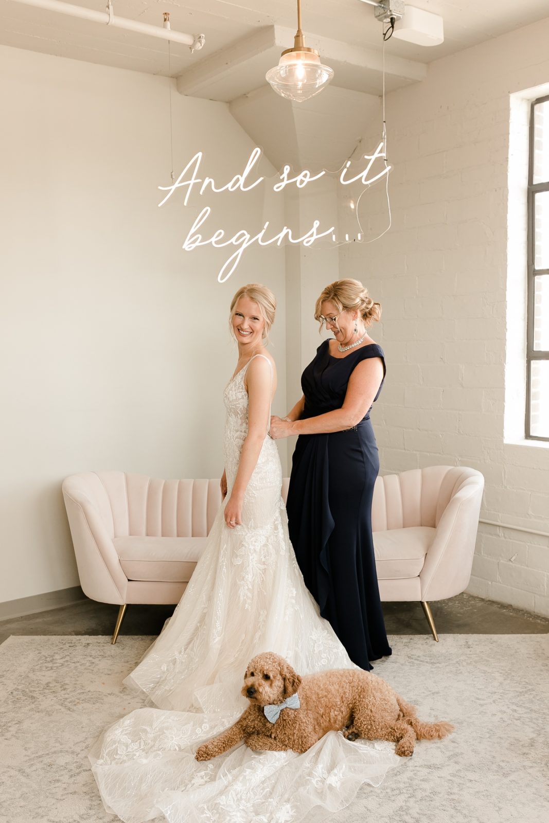 Cedar Rapids Iowa Blush Pink Harmac Wedding bride and mother getting ready