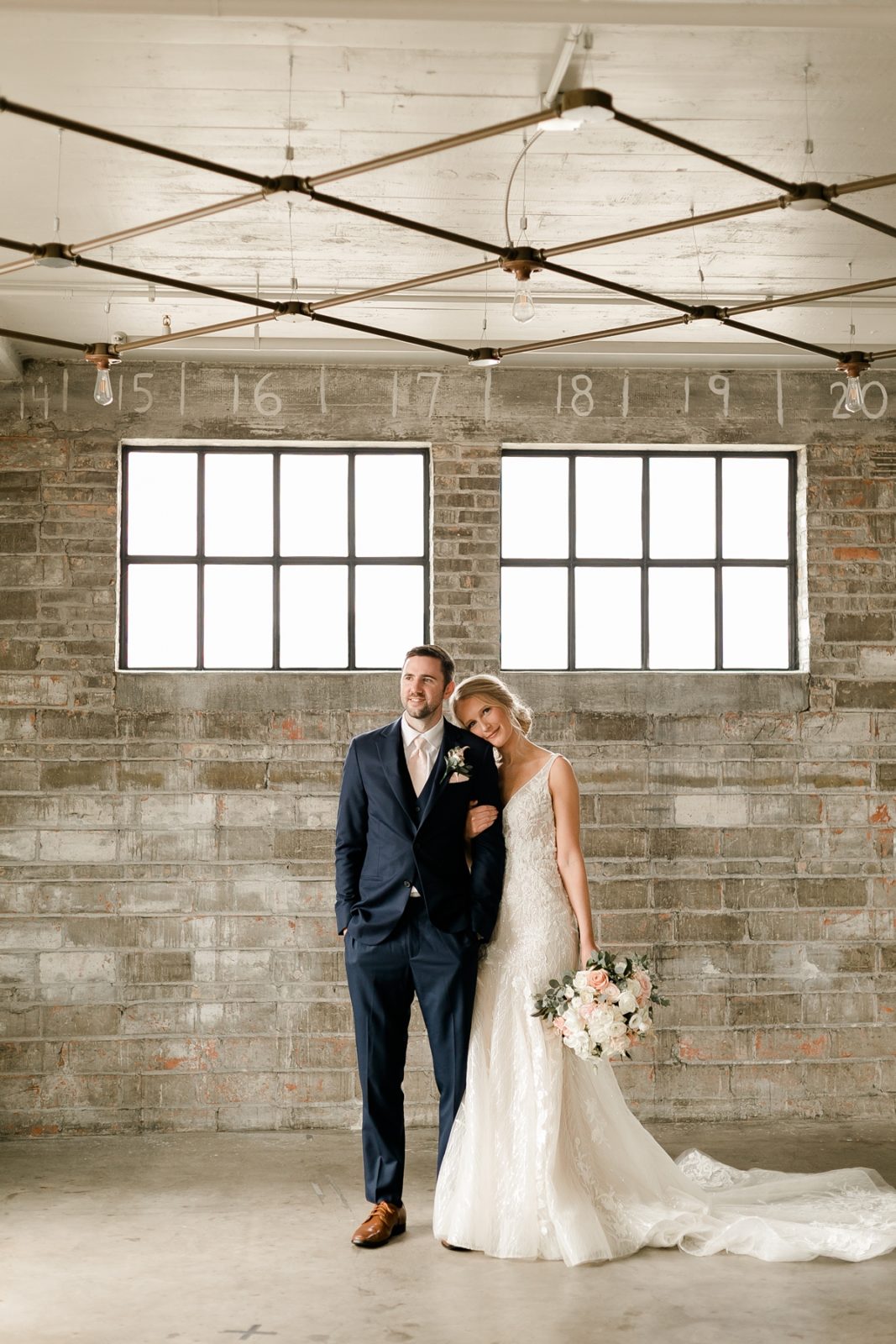 Cedar Rapids Iowa Blush Pink Harmac Wedding bride and groom portrait