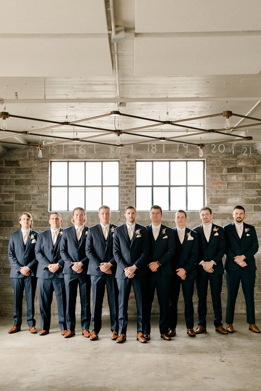 Cedar Rapids Iowa Blush Pink Harmac Wedding Groom's Party