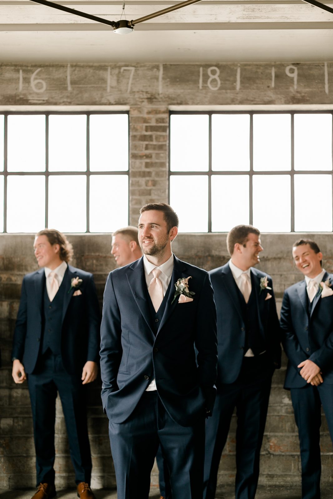 Cedar Rapids Iowa Blush Pink Harmac Wedding groomsmen