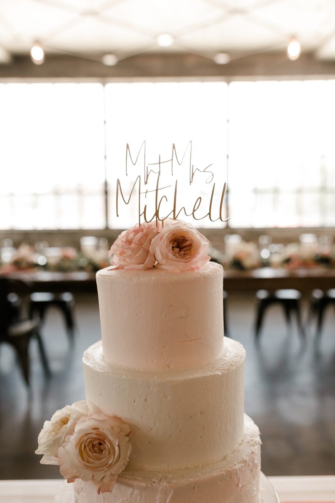 Cedar Rapids Iowa Blush Pink Harmac Wedding gold name wedding cake topper