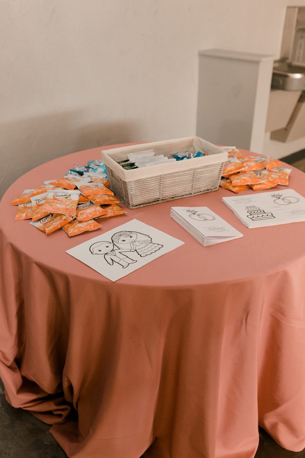 Cedar Rapids Iowa Blush Pink Harmac Wedding reception's kids table