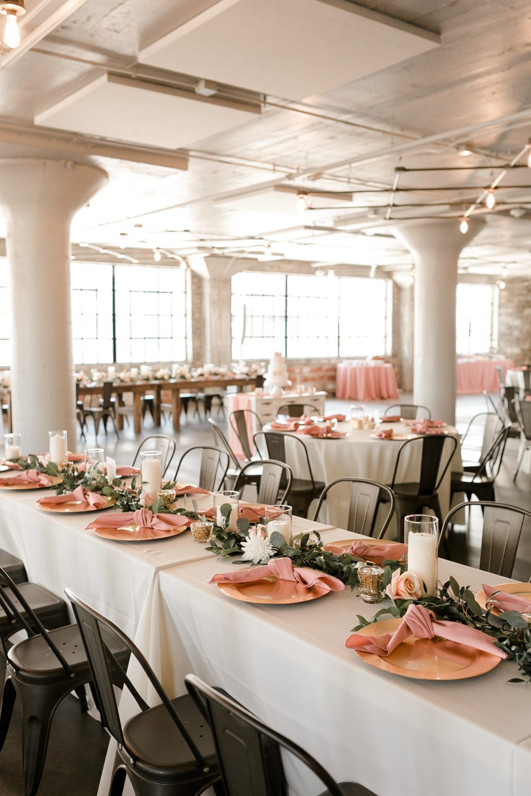 Cedar Rapids Iowa Blush Pink Harmac Wedding reception decor