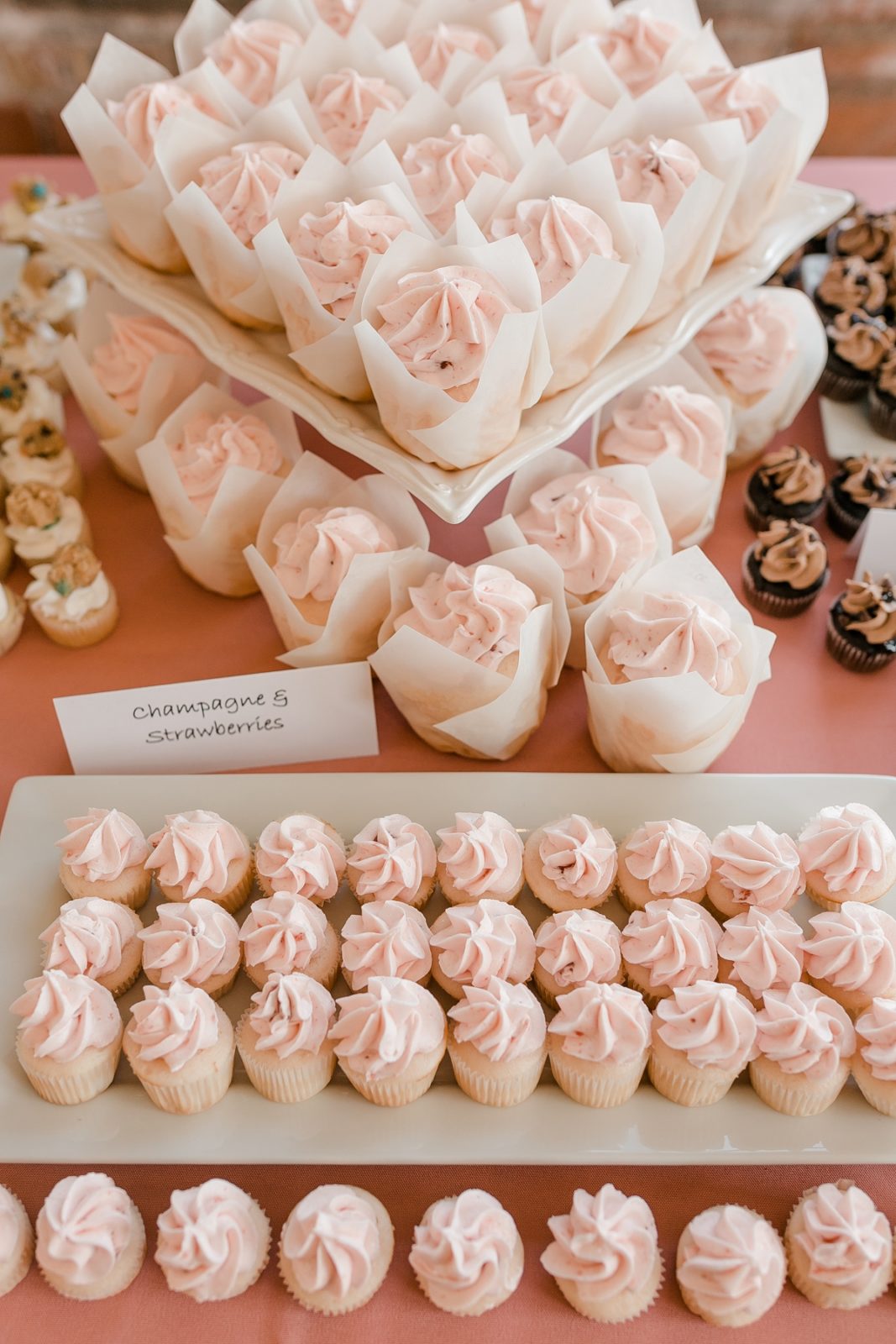 Cedar Rapids Iowa Blush Pink Harmac Wedding cupcake display