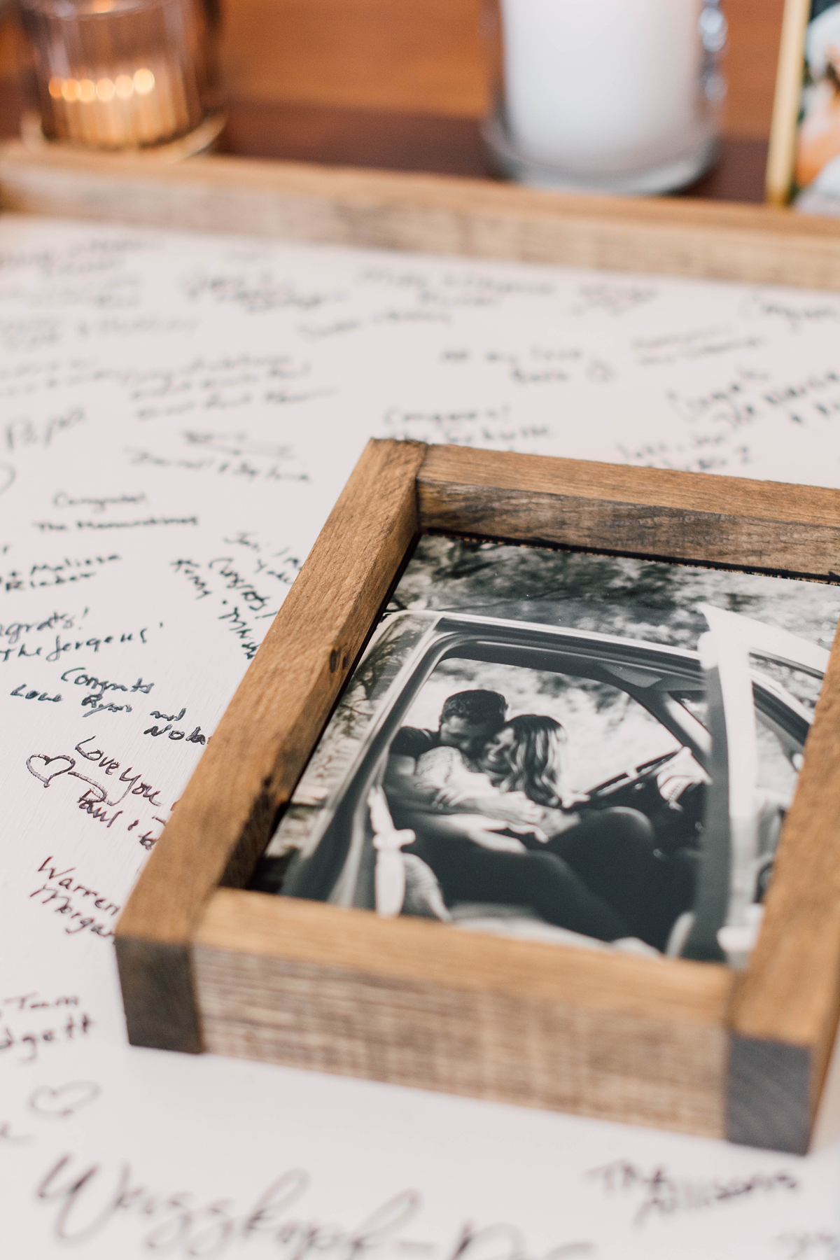 Gathering Barn Williamsburg Iowa Wedding guestbook signed frame