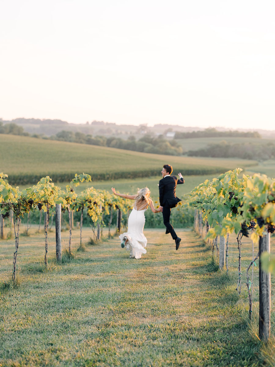 jumping for joy in walker homestead vineyard