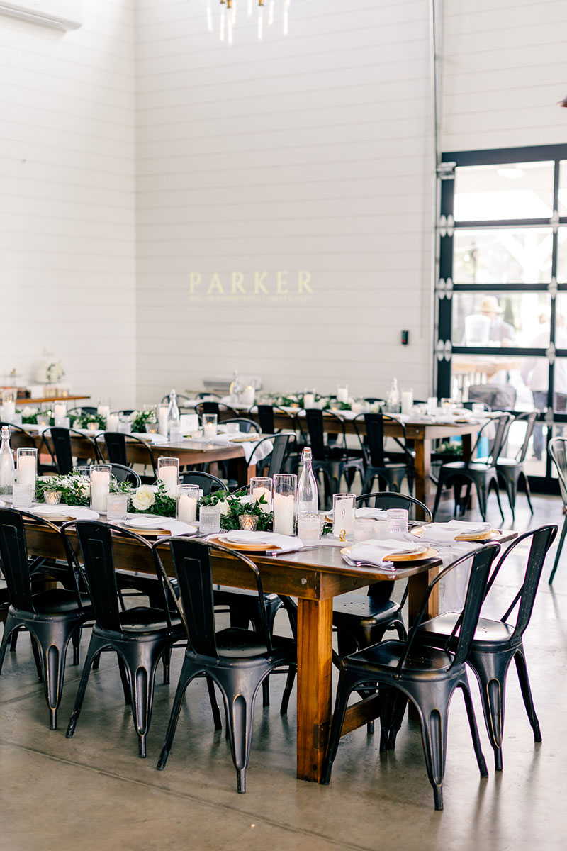 wood barnwood tables walker homestead iowa with gobo from DJ