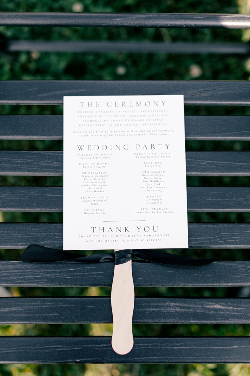 ceremony program fan allegra iowa city soiree iowa