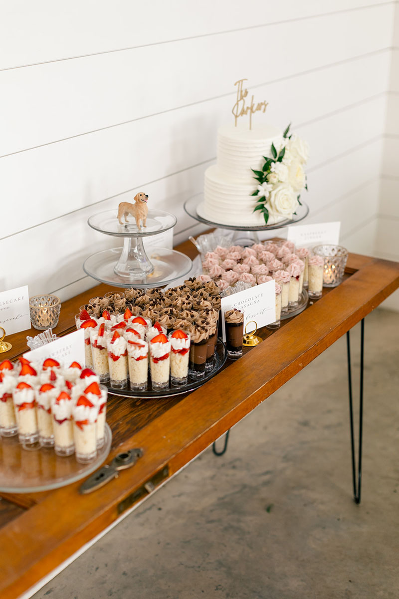 Wedding Cake and mini desserts at walker homestead