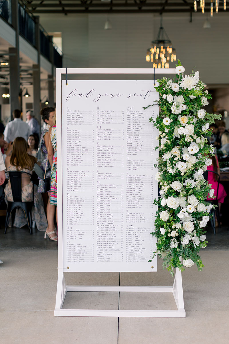 Soirée Wedding Planning Double Sided Seating Chart Welcome Sign with Floral