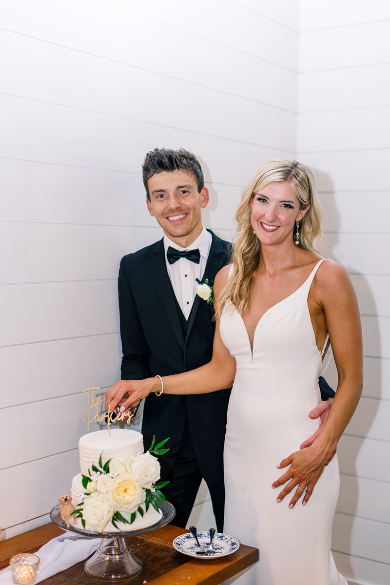 Formal Cake Cutting Image Walker Homestead White Cake Greenery